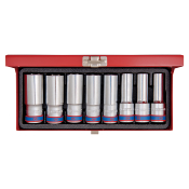 Coffret de douilles longues métriques 1/2" - 8 pièces | KING-TONY